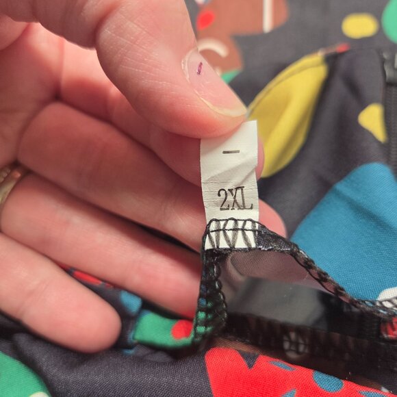 2XL Black Sleeveless Midi Holiday Christmas Tree Snowmen Print Dress - Picture 11 of 11